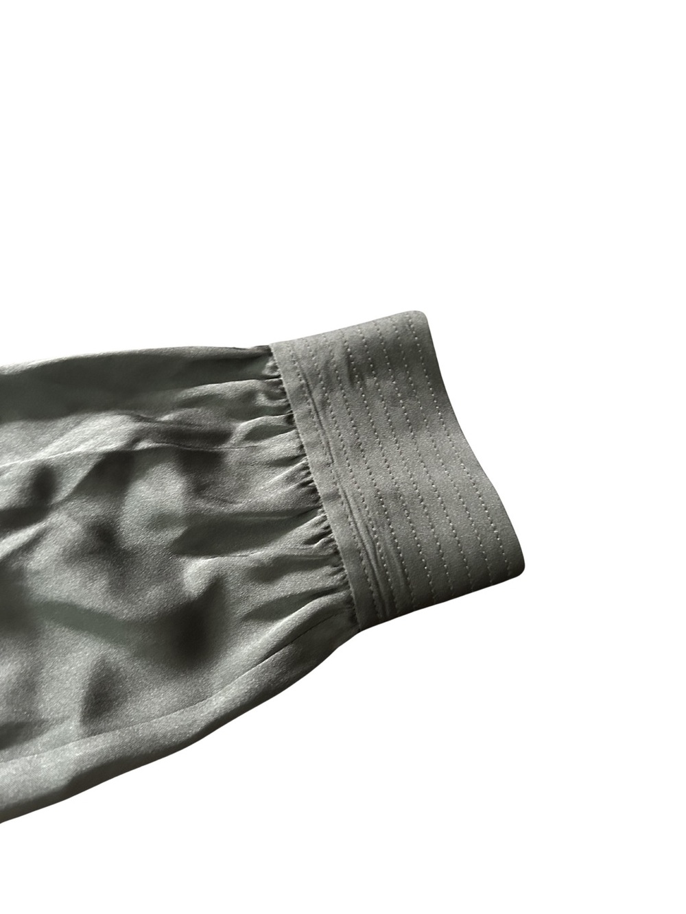 Vince Silk Band Collar Long Sleeve Popover Blouse | Charcoal | Size S - Picture 4 of 6